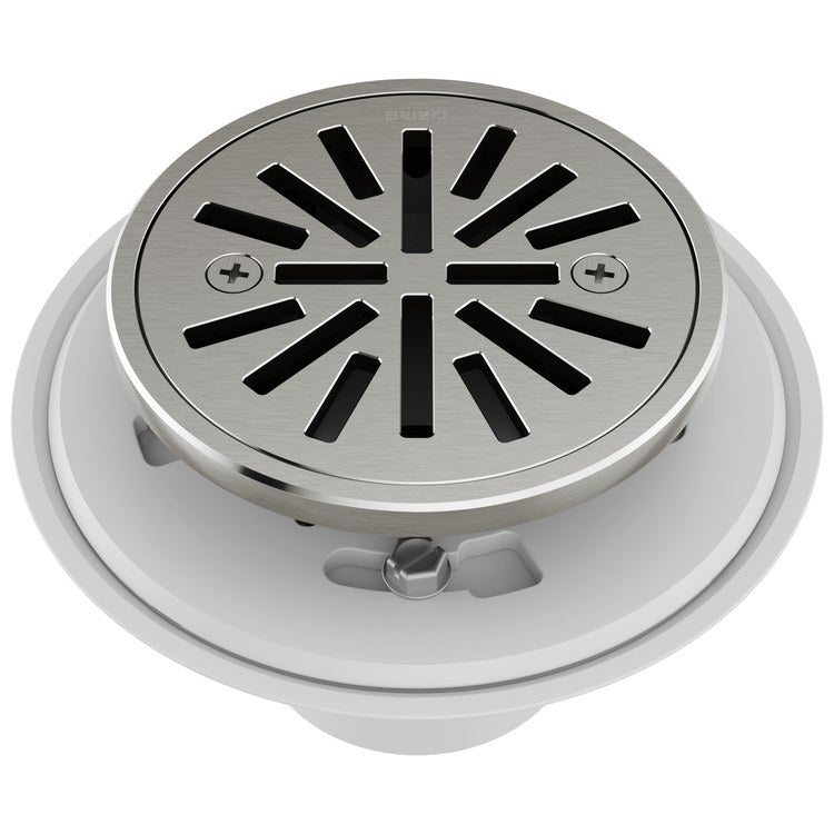Shower Drain Tile-In Round 4 Inch Luxe Nickel PVC/Brass - Image 1