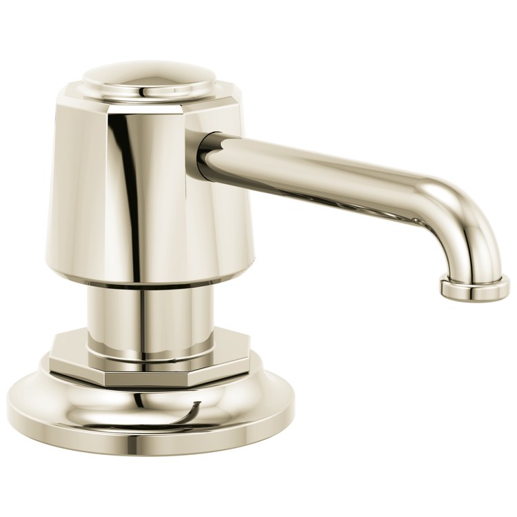 Soap Dispenser Rook Brilliance Polished Nickel Deck Mount Plastic Metal with Lotion Pump 13 Ounce - Image 1