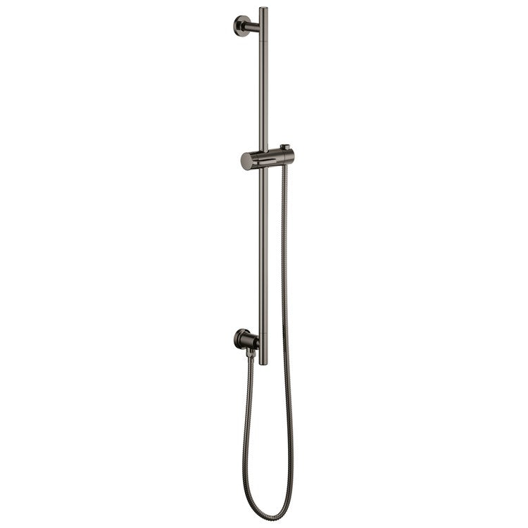 Slide Bar Universal Showering Linear Round with Hose 30 Inch Brilliance Black Onyx Brass Wall - Image 1
