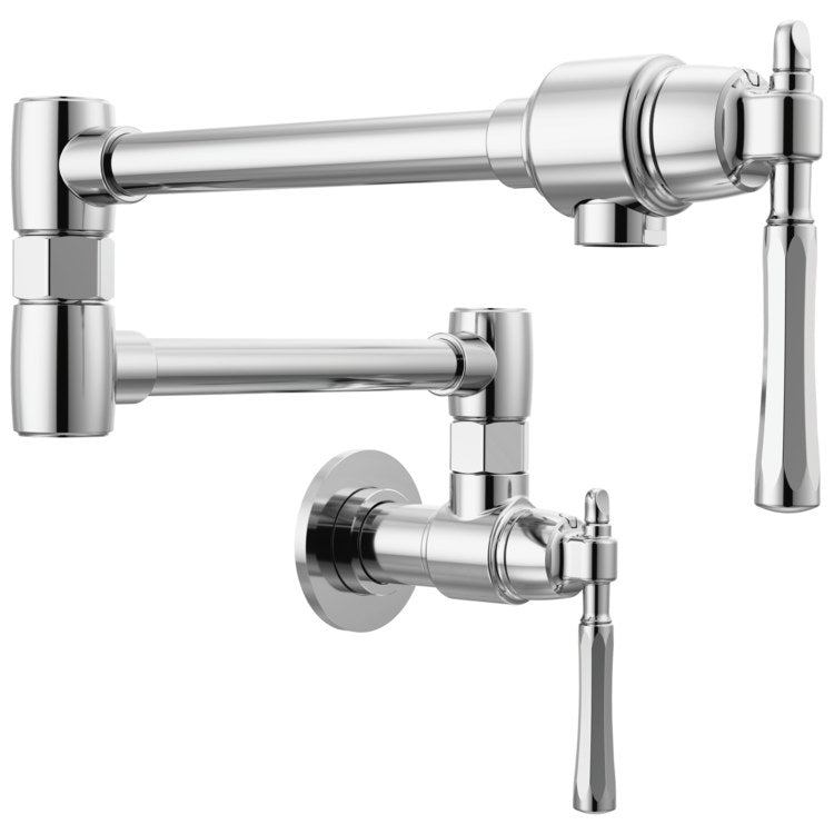 Pot Filler Tulham Cold Water 2 Lever ADA Polished Chrome 1 Hole Wall - Image 1
