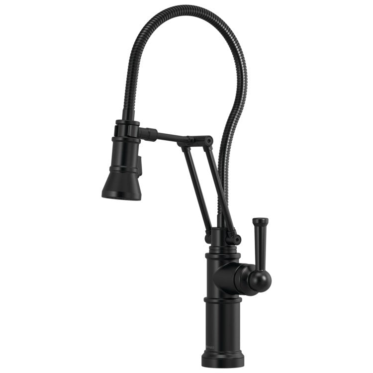 Kitchen Faucet Artesso with Finished Hose 1 Lever ADA Matte Black Pull Down 2 Function Dual Jointed 1 Hole 1.8 Gallons per Minute - Image 1