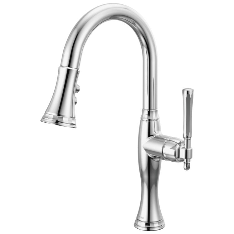 Prep Faucet Tulham 1 Lever ADA Polished Chrome Pull Down 2 Function Wand Aerated Stream/Spray 360 DEG Swivel 1.8 Gallons per Minute - Image 1