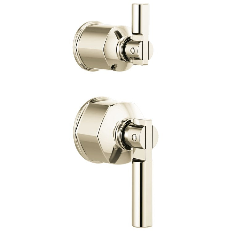 Handle Kit Invari Zinc 2 Lever Brilliance Polished Nickel for Pressure Balance Valve with Integrated Diverter Trim 2-1/4 Inch - Image 1
