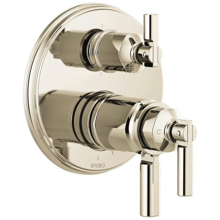 Thermostatic Trim Invari Tempassure Valve with Integrated 6 Function Diverter 3 Lever Brilliance Polished Nickel ADA for 3 Shower Applications - Image 1