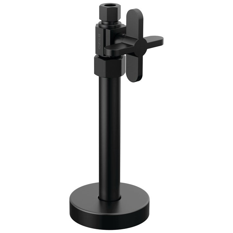 Stop Valve Odin Straight Brass 3/8 Inch Cross Matte Black 6-3/8 Inch - Image 1