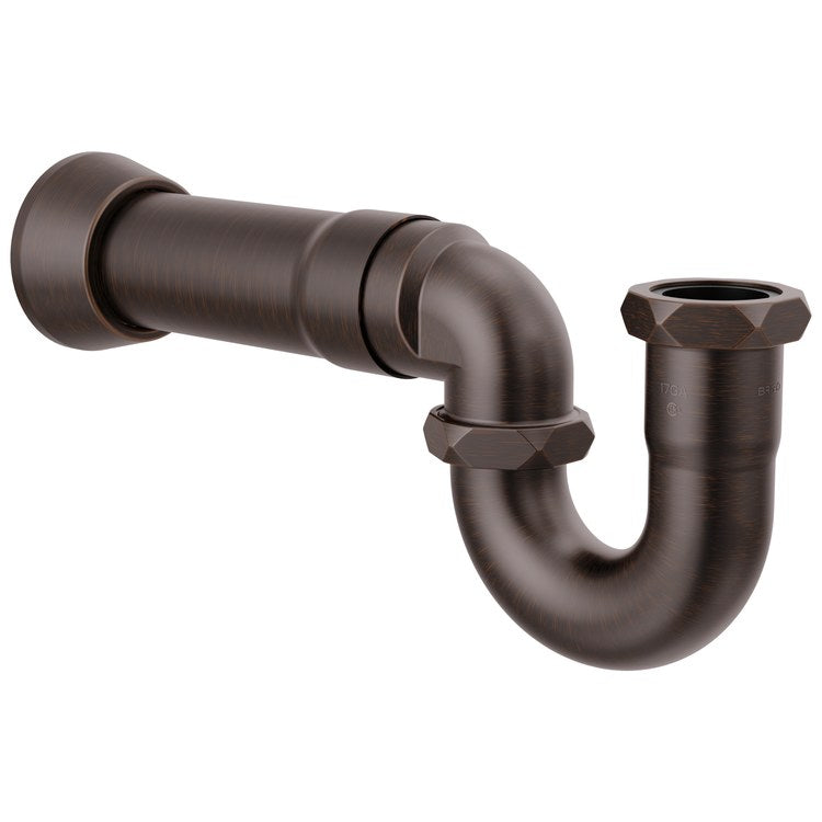 P-Trap with Flange 17 Gauge Brass Venetian Bronze 12 Inch - Image 1