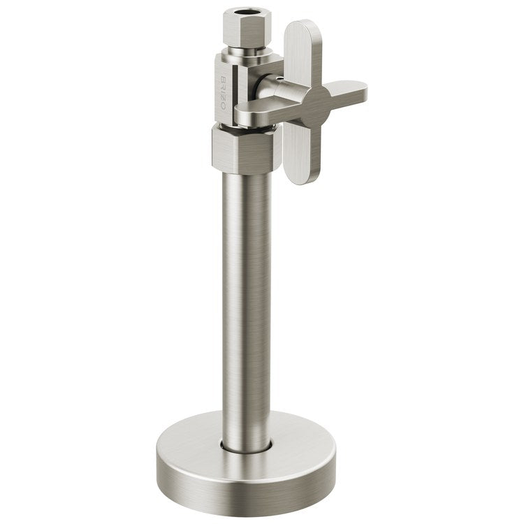 Stop Valve Odin Straight Brass 3/8 Inch Cross Brushed Nickel 6-3/8 Inch - Image 1