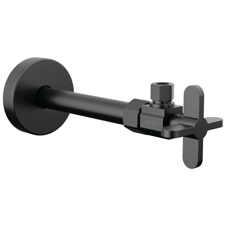 Stop Valve Odin Angled Brass 3/8 Inch Cross Matte Black 6-3/8 Inch - Image 1