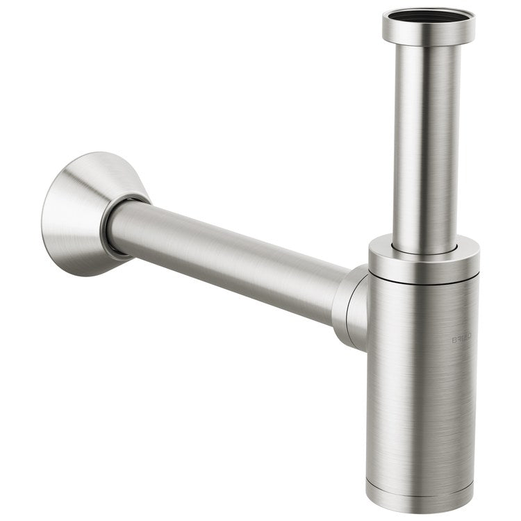 Bottle Trap with Flange Brass Brilliance Luxe Nickel 12 Inch - Image 1