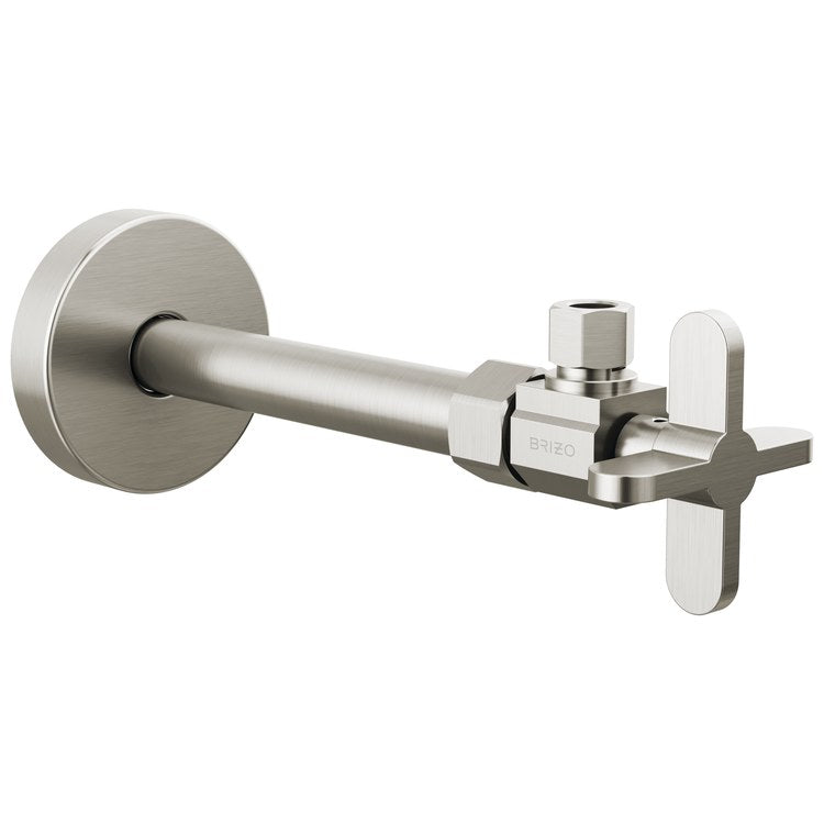 Stop Valve Odin Angled Brass 3/8 Inch Cross Brushed Nickel 6-3/8 Inch - Image 1