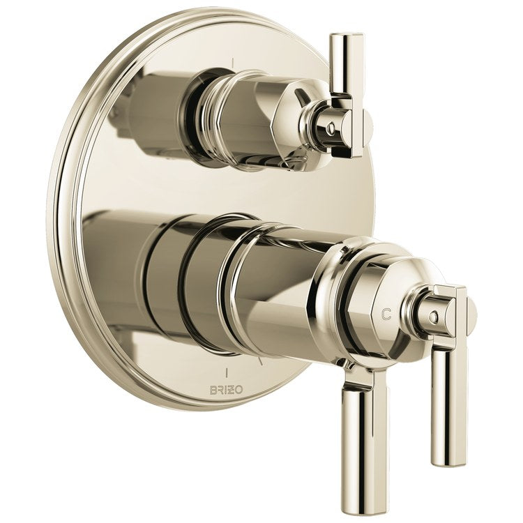 Thermostatic Trim Invari Tempassure Valve with Integrated 3 Function Diverter 3 Lever Brilliance Polished Nickel ADA for 2 Shower Applications - Image 1