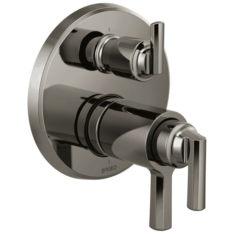Thermostatic Trim Levoir Tempassure Valve with 3 Function Diverter 3 Lever Brilliance Black Onyx ADA for 2 Shower Applications - Image 1