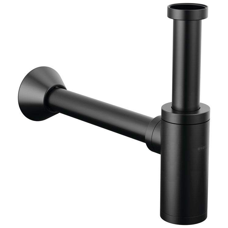 Bottle Trap with Flange Brass Matte Black 12 Inch - Image 1