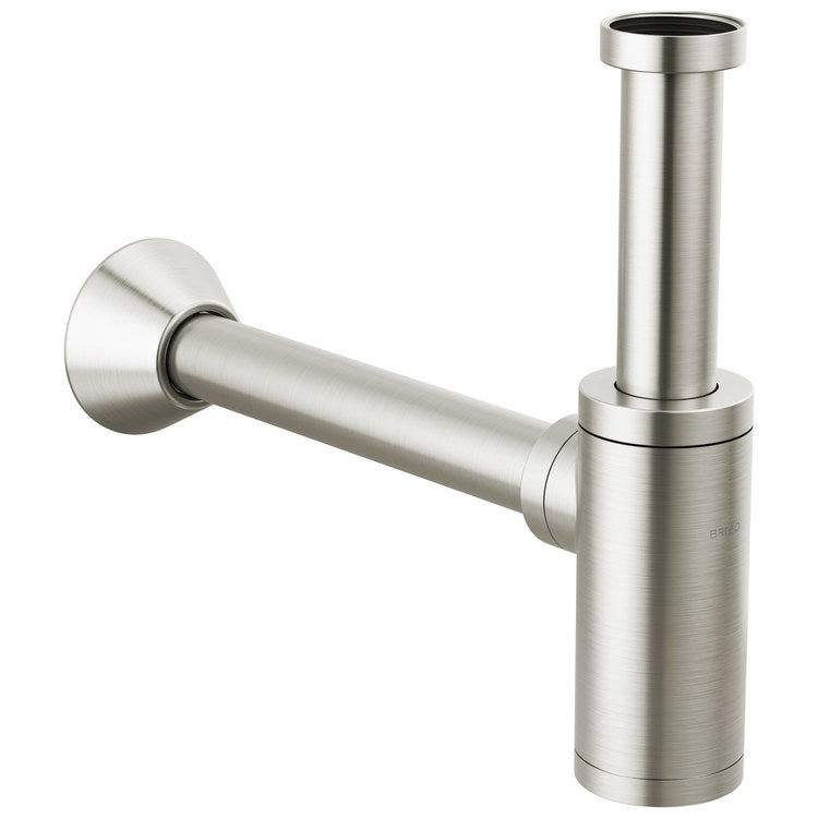 Bottle Trap with Flange Brass Brilliance Brushed Nickel 12 Inch - Image 1