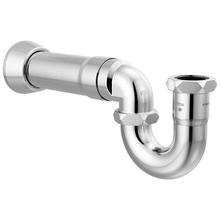 P-Trap with Flange 17 Gauge Brass Polished Chrome 12 Inch - Image 1