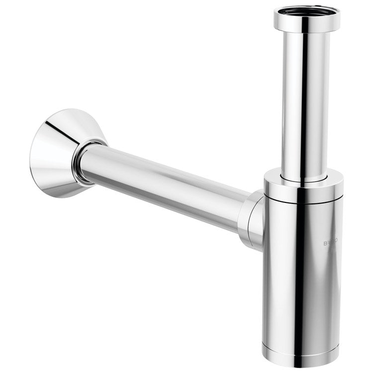 Bottle Trap with Flange Brass Polished Chrome 12 Inch - Image 1