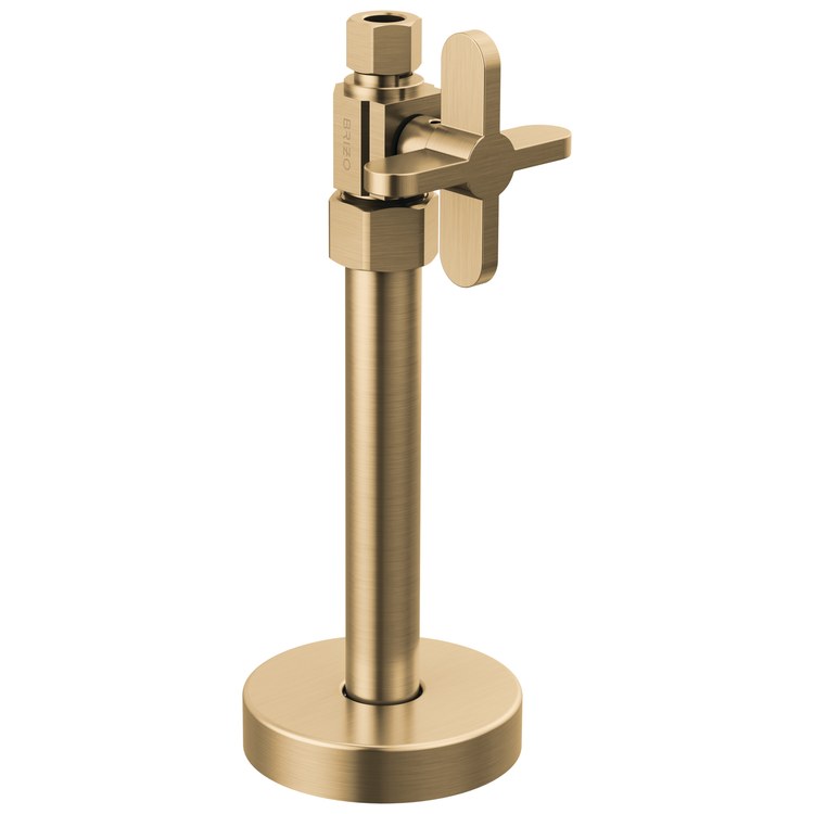 Stop Valve Odin Straight Brass 3/8 Inch Cross Luxe Gold 6-3/8 Inch - Image 1