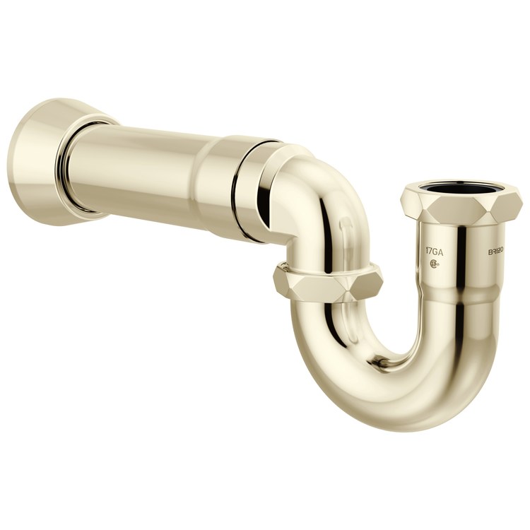 P-Trap with Flange 17 Gauge Brass Brilliance Polished Nickel 12 Inch - Image 1
