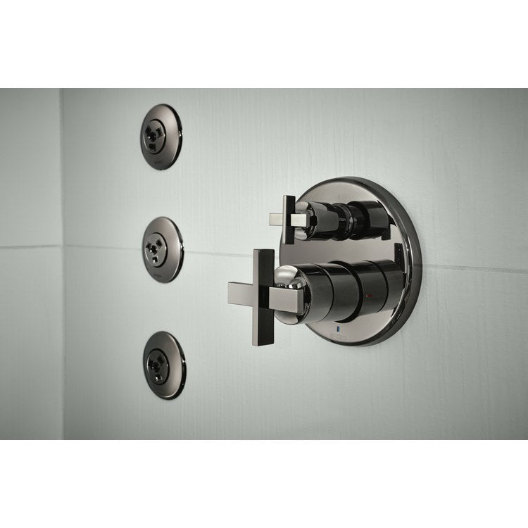 Pressure Balance Valve Trim Levoir with 3 Function Diverter Less Handle Brilliance Black Onyx ADA - Image 1