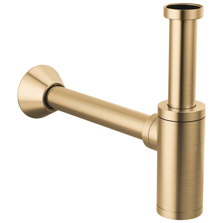 Bottle Trap with Flange Brass Brilliance Luxe Gold 12 Inch