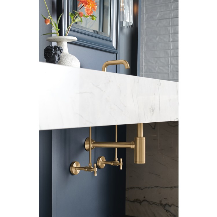 Stop Valve Litze Angled Brass 3/8 IN Lever Brilliance Luxe Gold - Image 2
