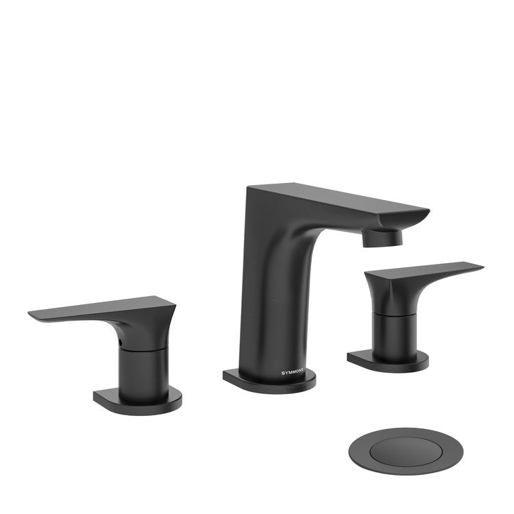 Lavatory Faucet Verity Widespread 8 to 16 Inch Spread 2 Lever ADA WaterSense Matte Black 1.0 Gallons per Minute Push Pop 3 Hole - Image 1