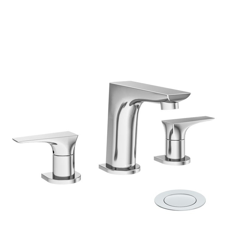 Lavatory Faucet Verity Widespread 8 to 16 Inch Spread 2 Lever ADA WaterSense Polished Chrome 1.0 Gallons per Minute Push Pop 3 Hole - Image 1