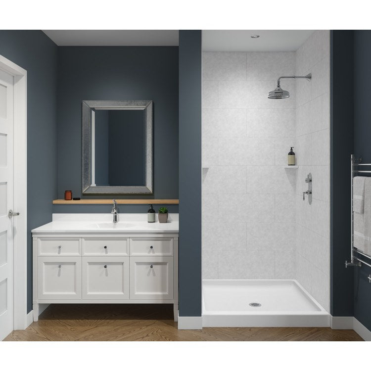 Shower Wall Kit Traditional Subway Tile Glue Up 36 x 62 x 84 Inch Ice Swanstone - Image 1