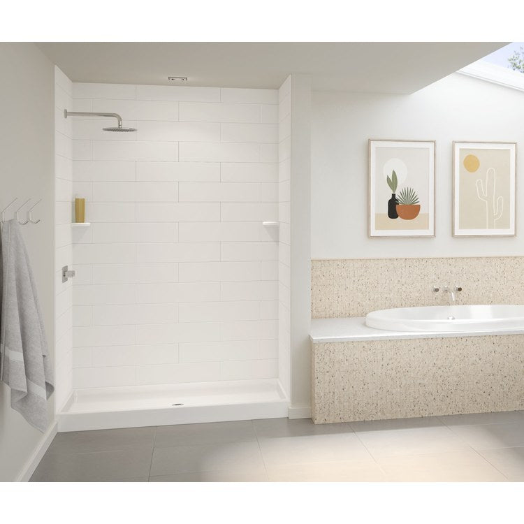 Shower Wall Kit 3 Piece Modern Subway Tile 84 x 36 and 84 x 62 Inch White Swanstone - Image 3