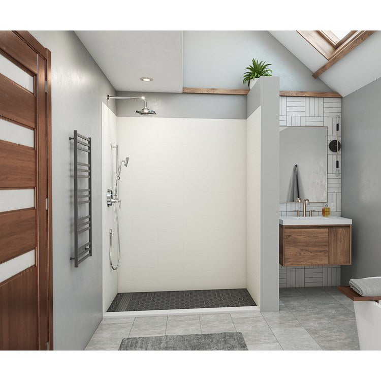 Shower Wall Kit 3 Piece Modern Subway Tile 84 x 36 and 84 x 62 Inch White Swanstone - Image 1