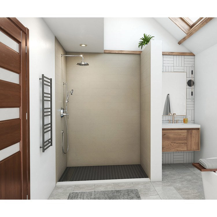 Shower Wall Kit Modern Subway Tile Glue Up 36 x 62 x 96 Inch Limestone Swanstone - Image 1