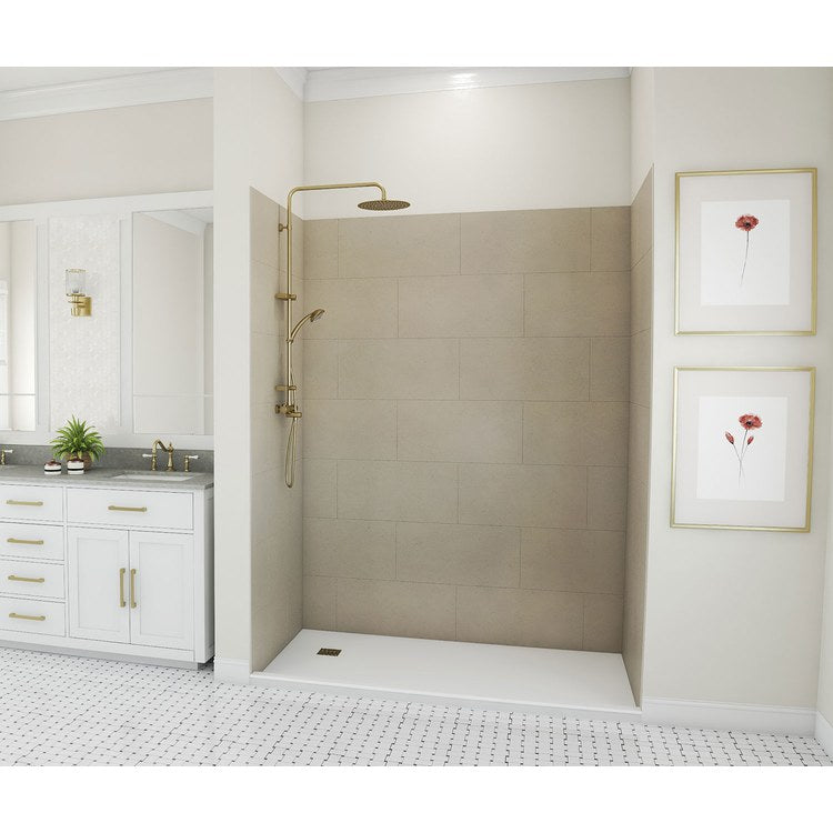 Shower Wall Kit Traditional Subway Tile Glue Up 36 x 62 x 84 Inch Limestone Swanstone - Image 1