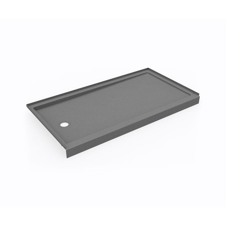 Shower Base Alcove Retrofit Rectangular Ash Gray 32 x 60 Inch Swanstone Left Drain Pebbled Slip Resistant Bottom - Image 1