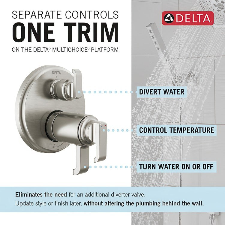 Diverter Trim Tetra 17T Series Tempassure Thermostatic Integrated 3 Functions Lumicoat Stainless 3 Lever ADA for Rough-In Valve R22000 Not Included - Image 2