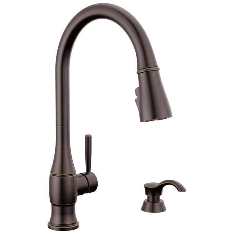 Kitchen Faucet Hazelwood with Soap Dispenser 1 Lever ADA Venetian Bronze Pull Down 360 DEG Swivel 1 Hole Diamond Seal and ShieldSpray Technology 1.8 Gallons per Minute - Image 1