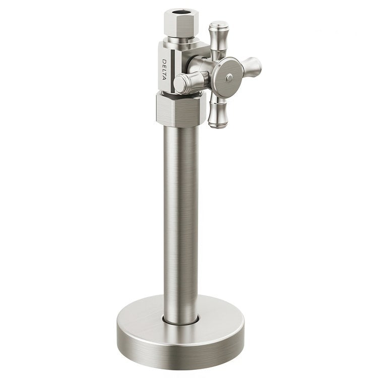 Stop Valve Straight Supply Traditional 1/2 x 3/8 Inch Brass Compression Cross Stainless - Image 1