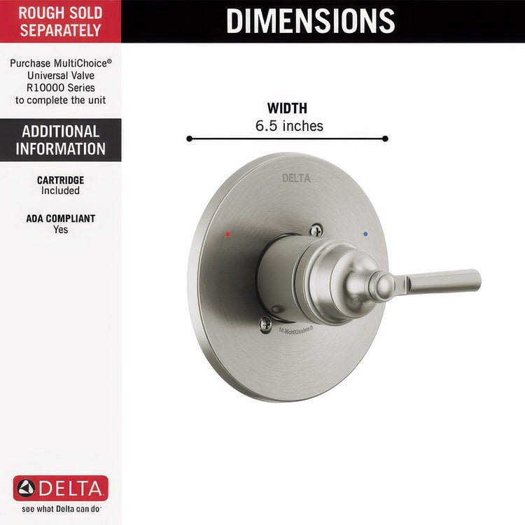 Pressure Balance Valve Trim Monitor Saylor 14 Series 1 Lever Brilliance Stainless WaterSense ADA - Image 3