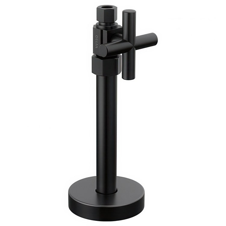 Stop Valve Straight Supply Modern 1/2 x 3/8 Inch Brass Compression Cross Matte Black - Image 1