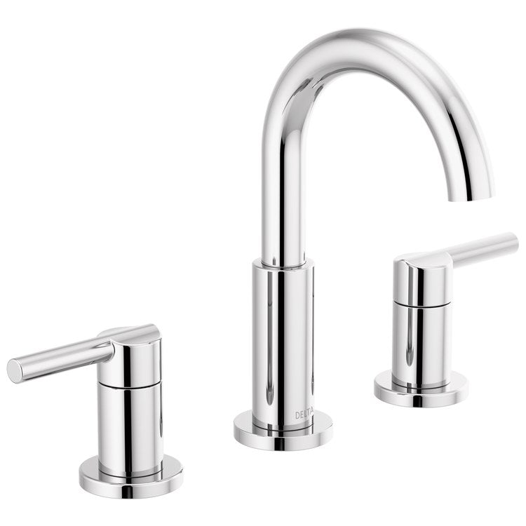 Lavatory Faucet Nicoli Widespread 6 to 16 Inch Spread 2 Lever ADA WaterSense Chrome 1.2 Gallons per Minute Deck Fixed Pop-Up 3 Hole - Image 1