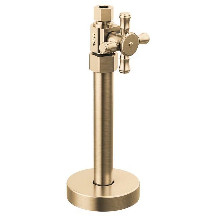 Stop Valve Straight Supply Traditional 1/2 x 3/8 Inch Brass Compression Cross Brilliance Champagne Bronze - Image 1