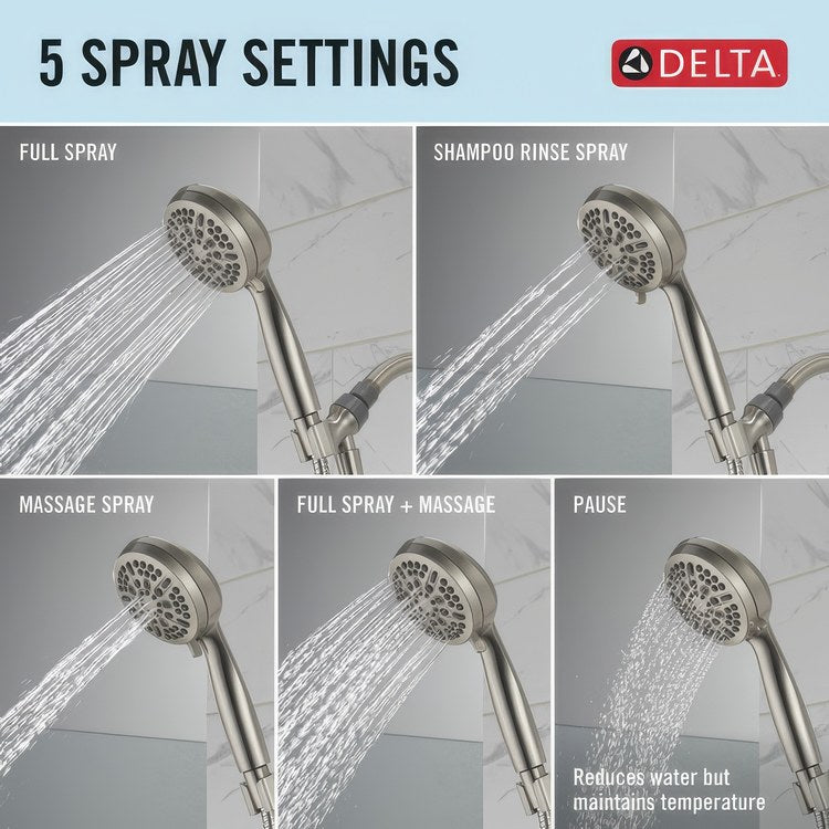 Handshower Universal Showering Spotshield Brushed Nickel WaterSense 1.75 Gallons per Minute 4-3/8 Inch - Image 3
