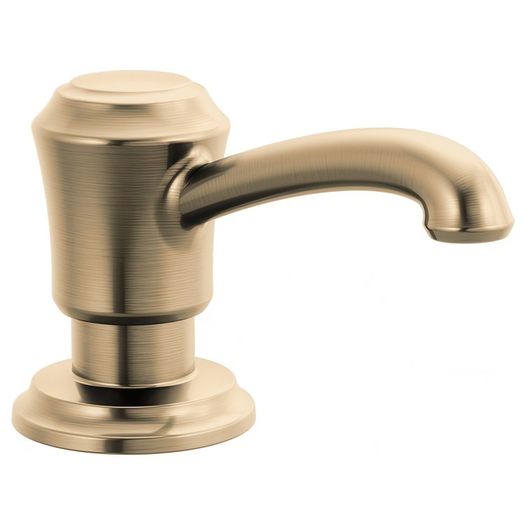 Soap Dispenser Cassidy Lumicoat Champagne Bronze Deck Mount Metal Pump 13 Ounce 3-5/8 Inch - Image 1