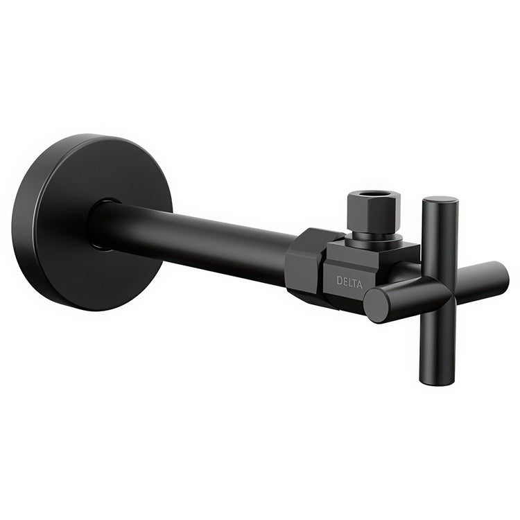 Stop Valve Angled Modern 1/2 x 3/8 Inch Brass Compression Cross Matte Black