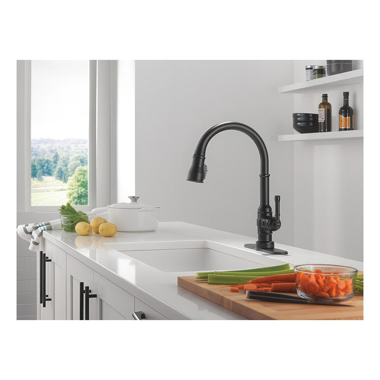 Kitchen Faucet Broderick 1 Lever ADA Matte Black Pull Down 3 Function High Arc 360 DEG Swivel 1/3 Hole ShieldSpray/MagnaTite 1.8 Gallons per Minute - Image 2