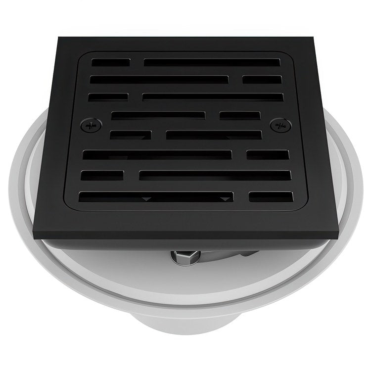 Shower Drain Tile-In Square 4 Inch Matte Black PVC/Brass - Image 1