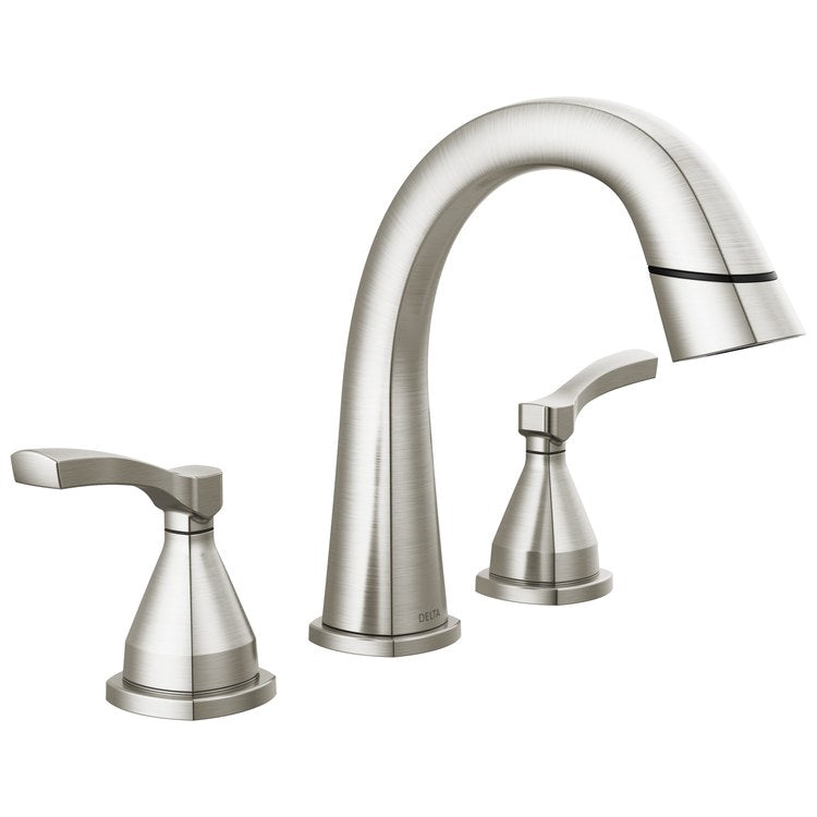 Lavatory Faucet Stryke Widespread 4 to 16 Inch Spread 2 Lever ADA WaterSense Lumicoat Stainless 1.2 Gallons per Minute Pop-Up 3 Hole - Image 1