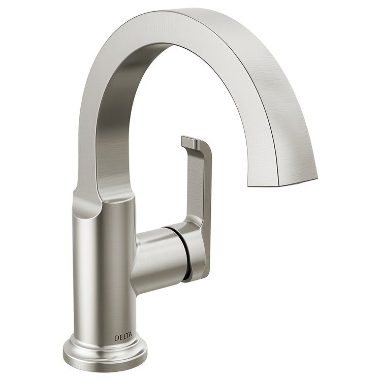 Lavatory Faucet Tetra 1 Lever ADA WaterSense Lumicoat Stainless 1.2 Gallons per Minute Deck Arc Metal Pop-Up 1 Hole Diamond Seal Technology - Image 1