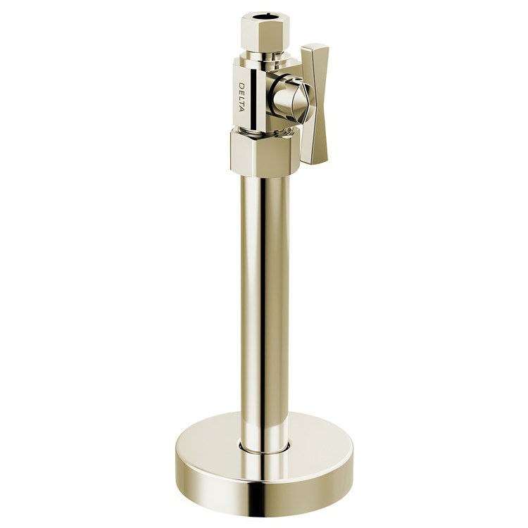 Stop Valve Straight Supply Transitional 1/2 x 3/8 Inch Brass Compression Cross Brilliance Polished Nickel - Image 1