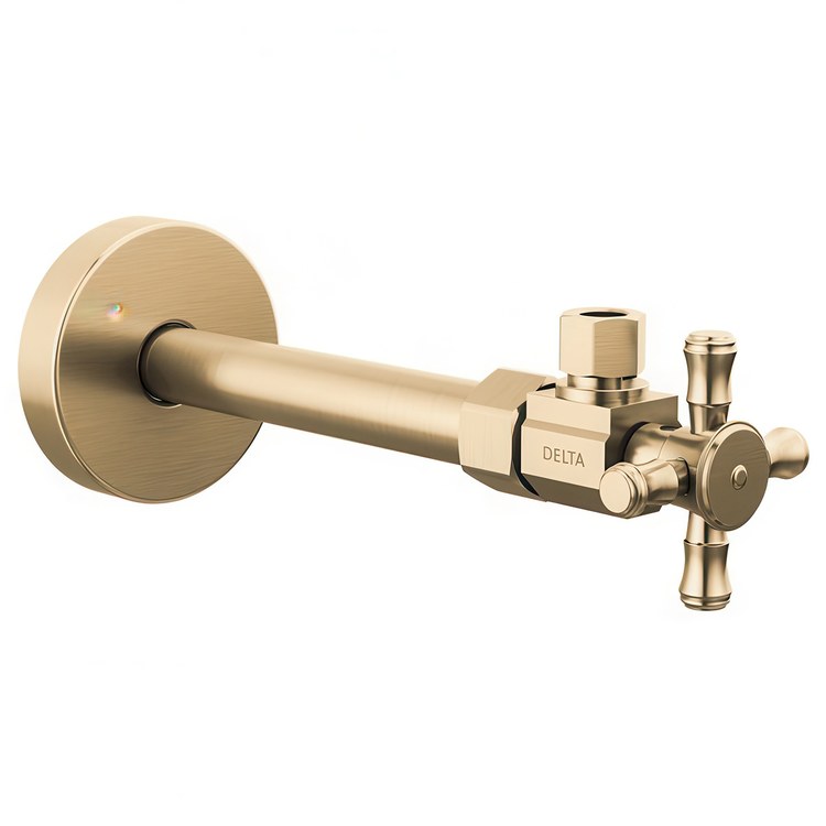 Stop Valve Angled Traditional 1/2 x 3/8 Inch Brass Compression Cross Brilliance Champagne Bronze - Image 1