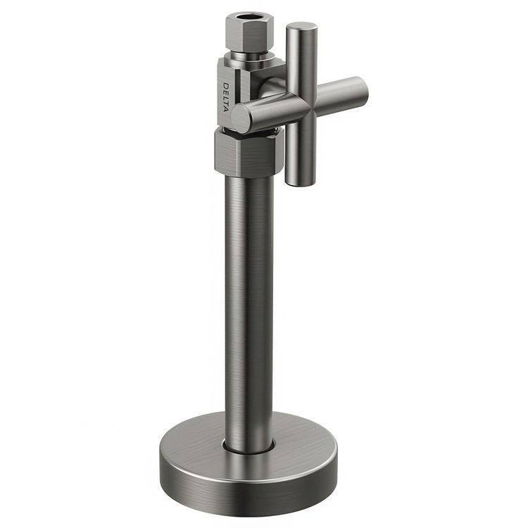 Stop Valve Straight Supply Modern 1/2 x 3/8 Inch Brass Compression Cross Black Stainless - Image 1